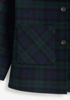 YERSE Tartan Wool Blend Scarf Detail Short Trench Coat, Green