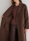 Yerse Ryno Classic Check Long Coat, Brown