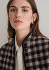 YERSE Check Print Button Up Jacket, Brown