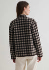 YERSE Check Print Button Up Jacket, Brown