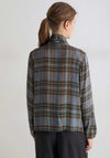 YERSE Check Tie Detail V-Neck Shirt, Blue