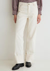 Yerse Turn Hem Wide Leg Jeans, Cream