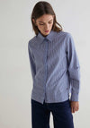 YERSE Striped Poplin Collar Shirt, Blue