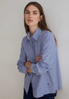 YERSE Striped Poplin Collar Shirt, Blue