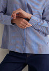 YERSE Striped Poplin Collar Shirt, Blue