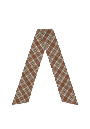 Yerse Masson Silk Check Neck Scarf, Brown