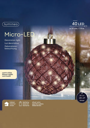 Kaemingk Micro LED Large Ball Decoration, Burgundy