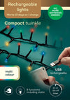 Kaemingk Rechargeable LED String Lights, Multi Colour