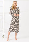 Caroline Kilkenny Alfie Geometric Print Dress, Beige and Black