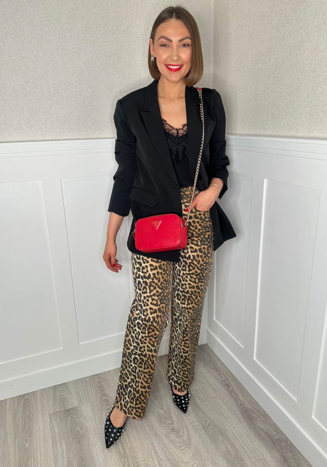 Y.A.S Leonora Leopard Print High Waist Jeans, Nomad