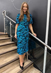 Y.A.S Liby Floral Sequin Midi Dress, Blue Multi