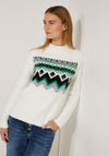 Cecil High Neck Nordic Pattern Sweater, Raw Sand Beige