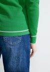 Cecil Contrast Trim Structure Knit Sweater, Celery Green