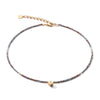 Coeur De Lion Cube Crystal Dot & Crystal Glass Necklace, Light Blue & Gold