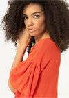 Surkana Ruffle Sleeve Knitted Sweater, Orange