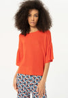 Surkana Ruffle Sleeve Knitted Sweater, Orange