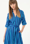 Surkana Striped Satin Shirt Midi Dress, Blue