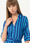 Surkana Striped Satin Shirt Midi Dress, Blue