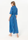 Surkana Striped Satin Shirt Midi Dress, Blue