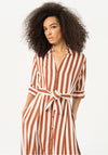 Surkana Striped Satin Shirt Midi Dress, Brown