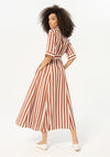 Surkana Striped Satin Shirt Midi Dress, Brown