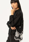 Surkana Crochet Detail Linen Shirt, Black