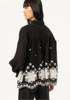 Surkana Crochet Detail Linen Shirt, Black