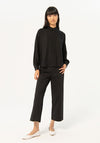 Surkana Crochet Detail Linen Shirt, Black