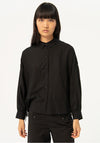 Surkana Crochet Detail Linen Shirt, Black