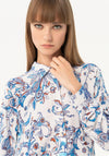 Surkana Long Sleeve Seashore Print Blouse, Blue