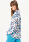 Surkana Long Sleeve Seashore Print Blouse, Blue