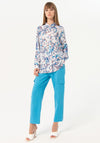 Surkana Long Sleeve Seashore Print Blouse, Blue