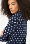 Surkana Long Sleeve Printed Crepe Shirt, Navy Blue