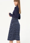 Surkana Flared Print Midi Skirt, Navy Blue