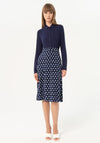 Surkana Flared Print Midi Skirt, Navy Blue
