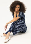 Surkana Wrap V-Neck Printed Crepe Jumpsuit, Navy Blue