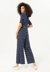 Surkana Wrap V-Neck Printed Crepe Jumpsuit, Navy Blue