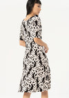 Surkana Twist Waist Printed Knee Length Dress, Black