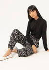 Surkana Stretch Waist Printed Straight Leg Trousers, Black