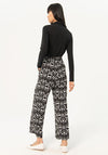Surkana Stretch Waist Printed Straight Leg Trousers, Black