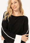Surkana Contrast Trim Knitted Sweater, Black