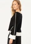 Surkana Contrast Trim Knitted Sweater, Black