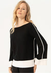 Surkana Contrast Trim Knitted Sweater, Black