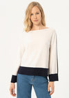 Surkana Contrast Trim Knitted Sweater, White