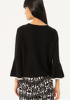 Surkana Contrast Trim Bell Sleeve Sweater, Black