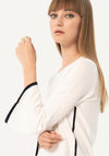 Surkana Contrast Trim Bell Sleeve Sweater, White