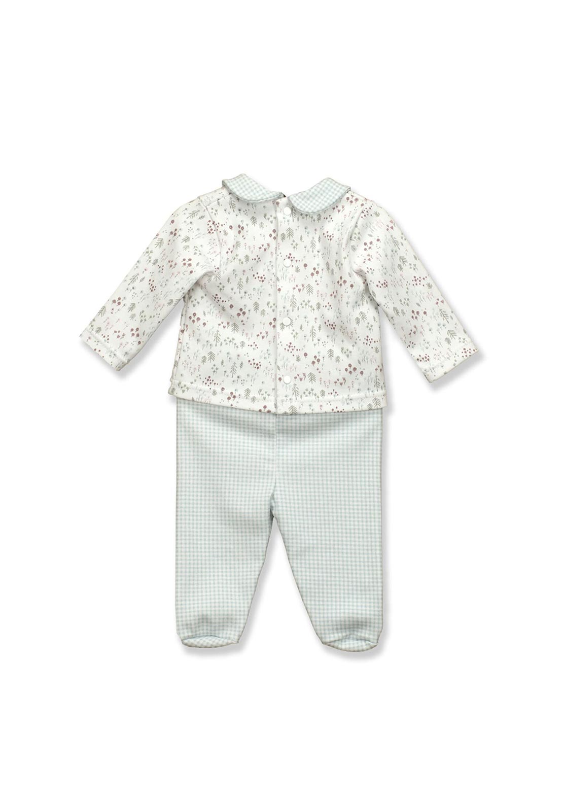Babidu Baby Girl Floral and Check 2 Piece Set, Blue