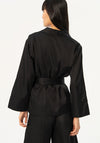 Surkana Plain Satin Kimono Satin Jacket, Black