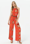 Surkana Printed Bamboo Split Hem Trousers, Coral