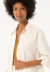 Surkana Three Quarter Sleeve Linen Shirt, Light Beige